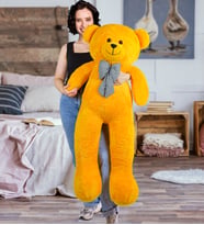 125 cm Papyonlu Büyük Beyaz Ayıcık (%100 Yerli) (Sarı)