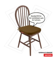 XPERMATE StandartFit Oval Sandalye Minderi Fermuarlı Yıkanabilir Kılıf Bağcıklı Su ve Yağ İtici 42x42x5 cm (Kahverengi)