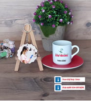 Diş Hekimi Türk Kahvesi Fincanı Ahşap Altlıklı ve Fotoğraflı Ahşap Anahtarlık Hediye (Model 3)