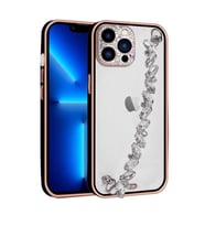 iPhone 13 Pro Max Kılıf Taş Süslemeli El Tutamaçlı Blazer Kılıf (Siyah)