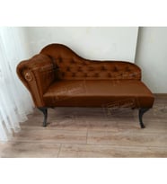 Dekoratif Bihter Koltuk Josefin Puf 110 cm SiyahAyak (Kahverengi)