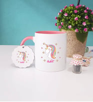 Unicorn Kupa Bardak ve Anahtarlık (Pembe)