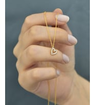 Papatya Silver 925 Ayar Zirkon Taşlı Gümüş Kalp Kolye (Gold)