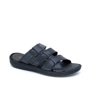Trendyshose 1030 Anatomic Deri Erkek Günlük Terlik (Siyah)
