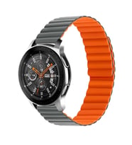 Huawei Honor Magic 2 42mm Kordon Renkli Strap Deri Loop Kordon (Gri - Turuncu)