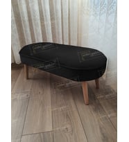 Ultra Lüks Oval Parrot Puf Ahşap Ayak (Siyah)