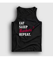 Presmono Unisex Beyaz Eat Sleep Bachata Repeat Hediye Dance Dansçı Atlet 464160tt (Siyah)