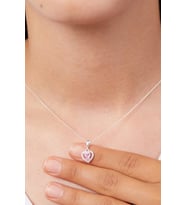 Elika Silver 925 Ayar Gümüş Renkli Kalp Model Kolye (Pembe)