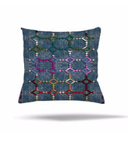 Patchwork Çiçek Desen Etnik Gizli Fermuarlı Yastık Kılıfı Kırlent Kılıfı Koltuk Yastık Kılıfı  (İndigo)