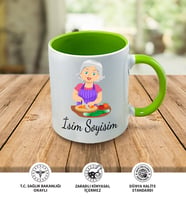 Anne Temalı Kişiye Özel İsim ve Fotoğraf Baskılı Kupa Bardak No:005 (Yeşil)