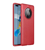 Huawei Mate 40 Pro Kılıf Deri Tarzı Niss Silikon Case (Kırmızı)