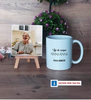 Anneanneye Hediye Fotoğraflı Dekoratif Taş, Kupa Bardak Beyaz Hediye (Model 1)