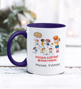 Beden Eğitimi Öğretmeni Tasarımlı Kişiye Özel Kupa Bardak (Lacivert)