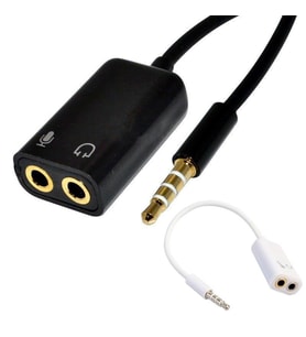 Aux 3.5mm Jack Ses Adaptör Mikrofon Kulaklık Çevirici Kablo  (Beyaz)