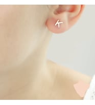 Harfli Yeni Sezon Tasarım Gümüş Küpe 24 Ayar Has Altın Kaplama Seçeneğiyle (Rose)
