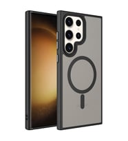 Galaxy S23 Ultra Kılıf Mat Arka Yüzey Wireless Şarj Özellikli Flet Magsafe Kılıf (Siyah)