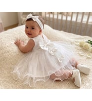 Kız Bebek Mevlüt Takımı Gelinlik Abiye Elbise Lohusa Bebek Baby Shower Bayram Babalar Günü Doğum Hediyesi Orjinal Kutusunda Hediye Paketli (Beyaz)