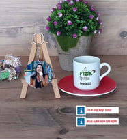 Fizik Öğretmeni Türk Kahvesi Fincanı Ahşap Altlıklı ve Fotoğraflı Ahşap Anahtarlık Hediye Öğretmenler Günü Hediyesi (Model 3)