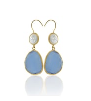 Kadir Jewellery 22 Ayar Altın Kaplama Kadın Sallantılı Küpe -El İşçiliği Ve Hipoalerjenik Küpe (Gece Mavisi)