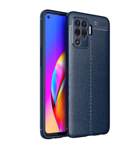 Oppo Reno 5 Lite Kılıf Zore Niss Deri Desenli Silikon Kılıf (Lacivert)