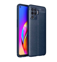 Oppo Reno 5 Lite Kılıf Zore Niss Deri Desenli Silikon Kılıf (Lacivert)