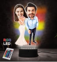 Kişiye Özel Fotoğraflı En Mükemmel Çift Tasarımlı Karikatür 3D Led Lamba (RGB)