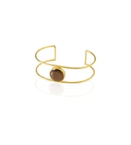 Kadir Jewellery 22 Ayar Altın Kaplama Zirkon Taşlı Ayarlanabilir Vintage Bilezik (Kahverengi)
