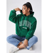 California Baskılı Oversize Sweatshirt (Yeşil)