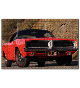 Cakapuzzle Kırmızı Dodge Charger RT Ön Görünüş  Puzzle Yapboz MDF (Ahşap) (255 Parça)