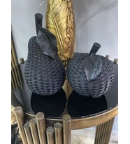 Dekoratif 2'li elma armut biblo polyester (Siyah)