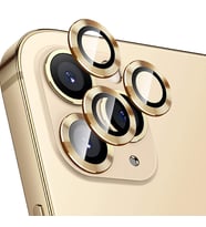 ALLY İphone 12 Pro Max 3D Metal Çerçeveli Kamera Lens Koruyucu (Gold)