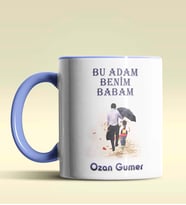 Kişiye Özel Bu Adam Benim Babam Tasarımlı Siyah Kupa Bardak (Mavi)