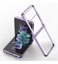 Samsung Galaxy Z Flip 4 Kılıf Şeffaf Kıpta Kapak (Mor)