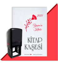 Kişiye Özel Çiçek Buketi 20 2021 Otomatik Kitap Kaşesi (Kırmızı)