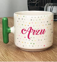 Kişiye Özel İsim Baskılı Hediye T Kupa Bardak Doğum Günü Hediyesi (Yeşil)
