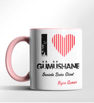 Kişiye Özel Gümüşhane Seninle Daha Güzel Tema Siyah Renk Kupa (Pembe)