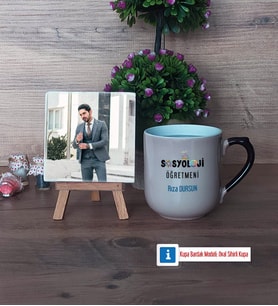 Sosyoloji Öğretmeni Fotoğraflı Dekoratif Taş, Kupa Bardak Beyaz Hediye Öğretmenler Günü Hediyesi (Model 10)