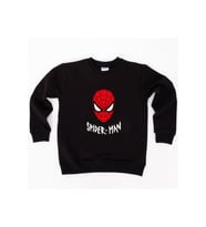 Spiderman baskılı örümcek adam pamuklu kumaş çocuk sweatshirt (Siyah)