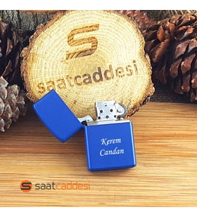 İsme Kişiye Özel Benzinli Metal Çakmak Mavi