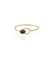 Kadir Jewellery 22 Ayar Altın Kaplama El İşçiliği Zirkon Taşlı Kadın Kelepçe Bilezik (Siyah)