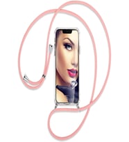 Xiaomi POCO M4 PRO Şeffaf Boyun Omuz Askılı İpli Kılıf (Pembe)