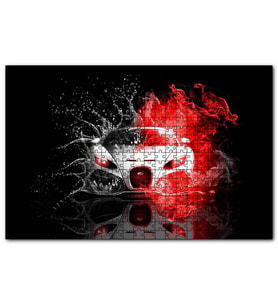 Cakapuzzle Bugatti Veyron Su Damlaları ve Kırmızı Dumanlar  Puzzle Yapboz MDF (Ahşap) (255 Parça)