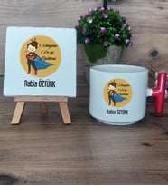 Kadın Öğretmene Hediye Hediye Seti Kupa Bardak T Kulplu ve Dekoratif Taş Öğretmenler Günü Hediyesi (Model 1)