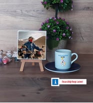 Metalurji ve Malzeme Mühendisi Fotoğraflı Dekoratif Taş, Ahşap Altlıklı Türk Kahvesi Fincanı Hediye (Model 4)