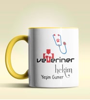 Kişiye Özel Veteriner Hekim Tasarımlı Turuncu Kupa Bardak (Sarı)