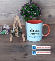 Öğretim Görevlisi Kupa Bardak Beyaz ve Fotoğraflı Ahşap Anahtarlık Hediye Öğretmenler Günü Hediyesi (Model 13)