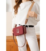 Just Polo Kadın 2 Askılı 2 Bölmeli Mini Omuz Ve El Çantası 21x13cm MDS6016 (Bordo - Taba)