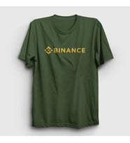 Presmono Unisex Beyaz Logo Binance Bitcoin T-Shirt 322802tt (Haki)