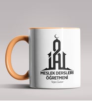 Kişiye Özel Meslek Dersleri Öğretmeni Tasarımlı Siyah Renk Kupa 2 (Turuncu)