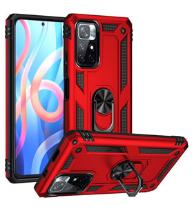 Xiaomi Redmi Note 11 5G Kılıf Yüzüklü Zırh Tank Vega (Kırmızı)